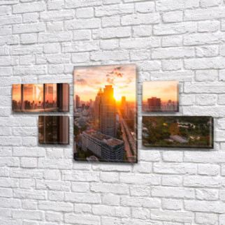 Модульна картина Промислове місто на Холсті, 80x140 см, (25x45-2/25х25-2/80x45) - Інтернет-магазин спільних покупок ToGether
