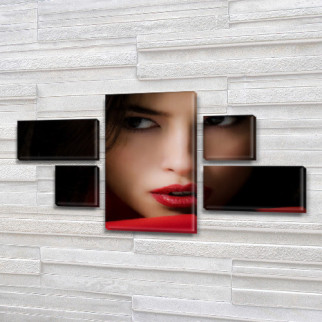 Модульна картина Загадковий погляд на Холсте, 80x140 см, (25x45-2/25х25-2/80x45) - Інтернет-магазин спільних покупок ToGether