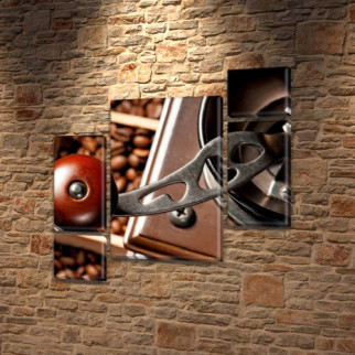 Модульна картина Кавомолка ручна на Холсті, 120x130 см, (60x30-2/25х30-2/95x65) - Інтернет-магазин спільних покупок ToGether