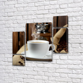 Модульна картина Кава на кухні на Холсті, 120x130 см, (60x30-2/25х30-2/95x65) - Інтернет-магазин спільних покупок ToGether