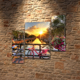 Модульна картина Рожевий велосипед на Холсті, 120x130 см, (60x30-2/25х30-2/95x65) - Інтернет-магазин спільних покупок ToGether