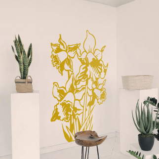 Трафарет квіти нарциси на стіну у вітальню 145 х 95 см одноразовий із самоклейної плівки - Інтернет-магазин спільних покупок ToGether