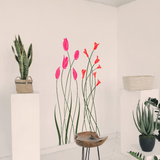 Трафарет квіти тюльпани на стіну у вітальню, спальню 150 х 95 см одноразовий із самоклейної плівки - Інтернет-магазин спільних покупок ToGether