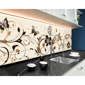 Кухонні скіналі малюнок квіти, метелики абстракція ПЕТ панель 62 х 205 см (fl11688-5), 1,2 мм - Інтернет-магазин спільних покупок ToGether