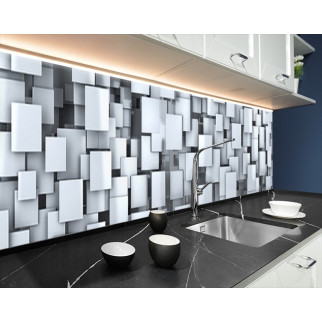 Кухонна панель на стіну жорстка з об'ємною 3д текстурою кубів, з двостороннім скотчем 62 х 205 см, 1,2 мм - Інтернет-магазин спільних покупок ToGether