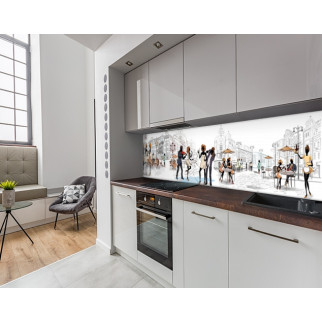 Панель кухонна, замінник скла вулички Паризькі рисовані, з двостороннім скотчем 62 х 205 см, 1,2 мм - Інтернет-магазин спільних покупок ToGether