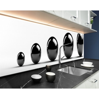 Панелі на кухонний фартух ПЕТ кулі чорні на білому тлі, з двостороннім скотчем 62 х 205 см, 1,2 мм 3050, 2000, 680 - Інтернет-магазин спільних покупок ToGether