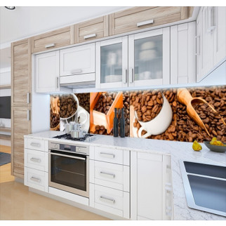 Панель кухонна, замінник скла кавові зерна з корицею, з двостороннім скотчем 62 х 205 см, 1,2 мм - Інтернет-магазин спільних покупок ToGether