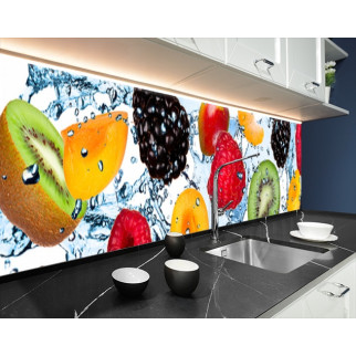 Панель кухонна, замінник скла ягоди в бризках води, з двостороннім скотчем 62 х 205 см, 1,2 мм - Інтернет-магазин спільних покупок ToGether