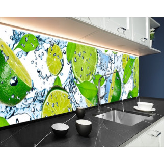 Панель на кухонний фартух під скло лайм із цитрусами, з двостороннім скотчем 62 х 205 см, 1,2 мм - Інтернет-магазин спільних покупок ToGether