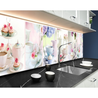 Панелі на кухонний фартух ПЕТ чайні сервізи гламурні, з двостороннім скотчем 62 х 205 см, 1,2 мм - Інтернет-магазин спільних покупок ToGether