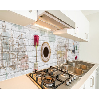 Кухонна плитка на кухонний фартух цегляна стіна з малюнками, з двостороннім скотчем 62 х 205 см, 1,2 мм - Інтернет-магазин спільних покупок ToGether