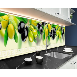 Кухонна панель жорстка ПЕТ оливки на гілках, з двостороннім скотчем 62 х 205 см, 1,2 мм - Інтернет-магазин спільних покупок ToGether