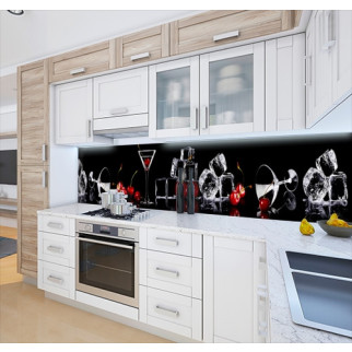 Панель на кухонний фартух жорстка келихи з вишнею й льодом, з двостороннім скотчем 62 х 205 см, 1,2 мм - Інтернет-магазин спільних покупок ToGether