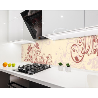 Кухонна панель на стіну жорстка квіти на бежевому тлі, з двостороннім скотчем 62 х 205 см, 1,2 мм - Інтернет-магазин спільних покупок ToGether