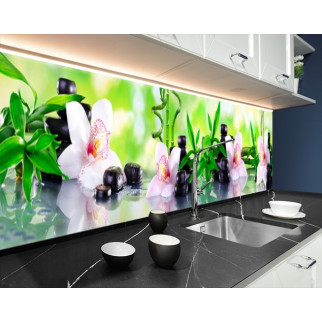 Кухонна панель на стіну жорстка орхідеї й бамбук, з двостороннім скотчем 62 х 205 см, 1,2 мм 3050, 2000, 680 - Інтернет-магазин спільних покупок ToGether