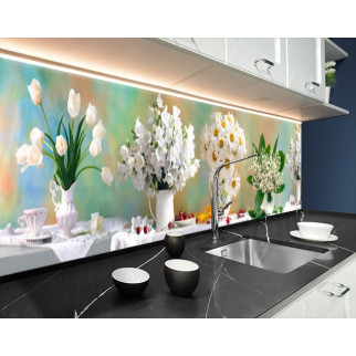 Кухонна панель на стіну жорстка квіти в вазах, з двостороннім скотчем 62 х 205 см, 1,2 мм 3050, 2000, 680 - Інтернет-магазин спільних покупок ToGether