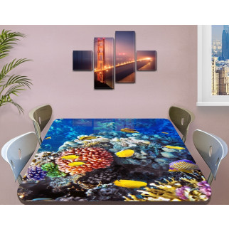 Покриття для столу, м'яке скло з фотопринтом, Кораловий риф рибки 60 х 100 см (1,2 мм) - Інтернет-магазин спільних покупок ToGether