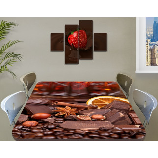 Покриття для столу, м'яке скло з фотодруком, Кава та шоколад 60 х 100 см (1,2 мм) 120, 60 - Інтернет-магазин спільних покупок ToGether