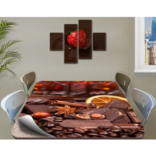 Покриття для столу, м'яке скло з фотодруком, Кава та шоколад 60 х 100 см (1,2 мм) 120, 90 - Інтернет-магазин спільних покупок ToGether