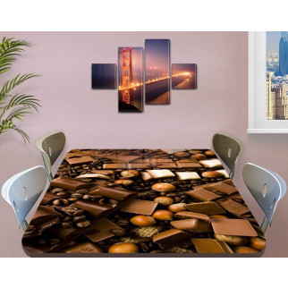 Покриття для столу, м'яке скло з фотодруком, шоколад горіхи кави 60 х 100 см (1,2 мм) 120, 80 - Інтернет-магазин спільних покупок ToGether