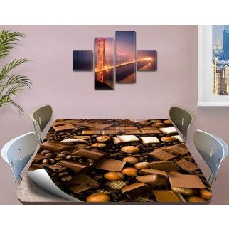 Покриття для столу, м'яке скло з фотодруком, шоколад горіхи кави 60 х 100 см (1,2 мм) 100, 100 - Інтернет-магазин спільних покупок ToGether