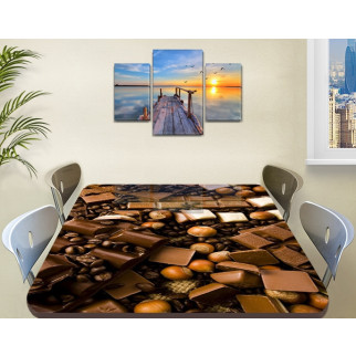 Покриття для столу, м'яке скло з фотодруком, шоколад горіхи кави 60 х 100 см (1,2 мм) 120, 100 - Інтернет-магазин спільних покупок ToGether