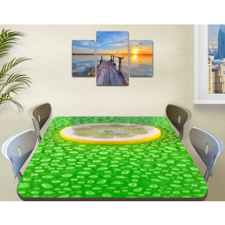 Силіконова скатертина на стіл із фотодруком Лимон з краплями води 60 х 100 см (1,2 мм) 120, 60 - Інтернет-магазин спільних покупок ToGether