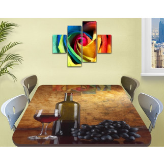Покриття для кухонного стола з фотодруком Вино та виноград 60 х 100 см (1,2 мм) - Інтернет-магазин спільних покупок ToGether