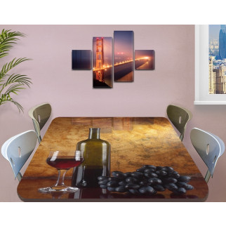 Покриття для кухонного стола з фотодруком Вино та виноград 60 х 100 см (1,2 мм) 120, 70 - Інтернет-магазин спільних покупок ToGether