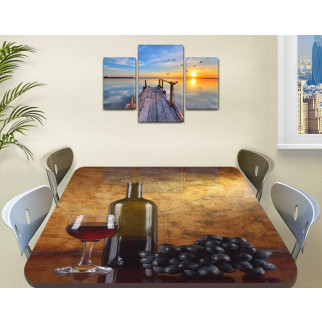Покриття для кухонного стола з фотодруком Вино та виноград 60 х 100 см (1,2 мм) 100, 100 - Інтернет-магазин спільних покупок ToGether