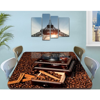 Силіконова скатертина на стіл із фотодруком Кавомолка та кава 60 х 100 см (1,2 мм) - Інтернет-магазин спільних покупок ToGether