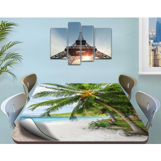 Покриття для столу, м'яке скло з фотопринтом, Пальма на пляжі 60 х 100 см (1,2 мм) 120, 60 - Інтернет-магазин спільних покупок ToGether
