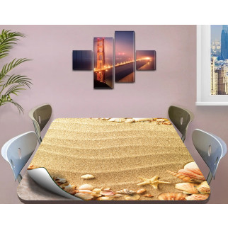 Покриття для столу, м'яке скло з фотопринтом, Морський пісок і мушлі 60 х 100 см (1,2 мм) - Інтернет-магазин спільних покупок ToGether