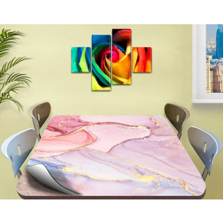 Покриття для столу, м'яке скло з фотопринтом, Різнобарвний мармур 60 х 100 см (1,2 мм) - Інтернет-магазин спільних покупок ToGether