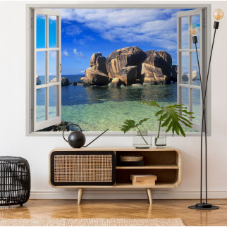 Постер декоративний, Вікно на морі, для візуального розширення простору приміщення 118 х 168 см з ламінацією - Інтернет-магазин спільних покупок ToGether