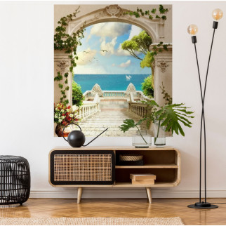 Постер декоративний, Драбина до моря, для візуального розширення простору приміщення 134 х 118 см см - Інтернет-магазин спільних покупок ToGether