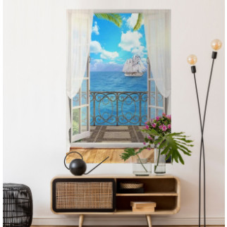 Постер декоративний, Балкон із краєвидом на море, для візуального розширення простору приміщення 175 х 118 см см - Інтернет-магазин спільних покупок ToGether