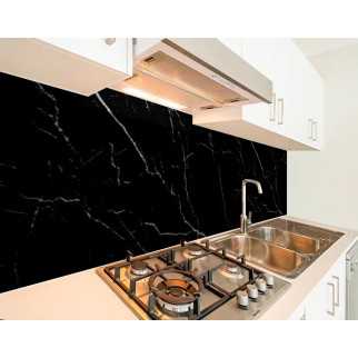 Панель на кухонний фартух жорсткий чорний мармур, з двостороннім скотчем 62 х 205 см, 1,2 мм - Інтернет-магазин спільних покупок ToGether