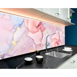 Панель на кухонний фартух жорсткий кольоровий мармур, з двостороннім скотчем 62 х 205 см, 1,2 мм - Інтернет-магазин спільних покупок ToGether