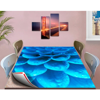 Покриття для столу, м'яке скло з фотопринтом, Синя квітка 60 х 100 см (1,2 мм) 120, 60 - Інтернет-магазин спільних покупок ToGether