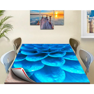 Покриття для столу, м'яке скло з фотопринтом, Синя квітка 60 х 100 см (1,2 мм) 120, 70 - Інтернет-магазин спільних покупок ToGether