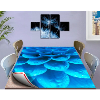 Покриття для столу, м'яке скло з фотопринтом, Синя квітка 60 х 100 см (1,2 мм) 100, 100 - Інтернет-магазин спільних покупок ToGether