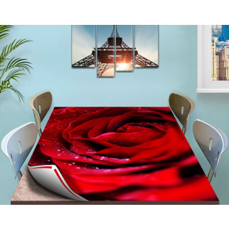 Покриття для столу, м'яке скло з фотопринтом, Роса на троянді 60 х 100 см (1,2 мм) - Інтернет-магазин спільних покупок ToGether