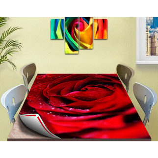 Покриття для столу, м'яке скло з фотопринтом, Роса на троянді 60 х 100 см (1,2 мм) 120, 60 - Інтернет-магазин спільних покупок ToGether