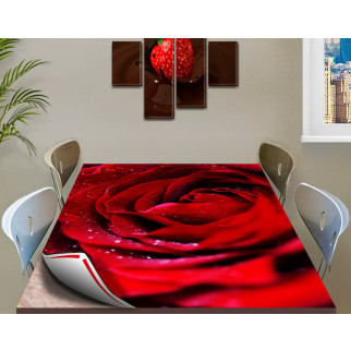 Покриття для столу, м'яке скло з фотопринтом, Роса на троянді 60 х 100 см (1,2 мм) 120, 80 - Інтернет-магазин спільних покупок ToGether