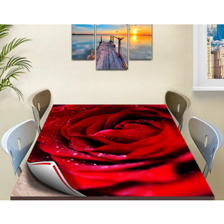 Покриття для столу, м'яке скло з фотопринтом, Роса на троянді 60 х 100 см (1,2 мм) 120, 120 - Інтернет-магазин спільних покупок ToGether