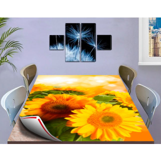 Покриття для столу, м'яке скло з фотопринтом, Соняшники 60 х 100 см (1,2 мм) - Інтернет-магазин спільних покупок ToGether