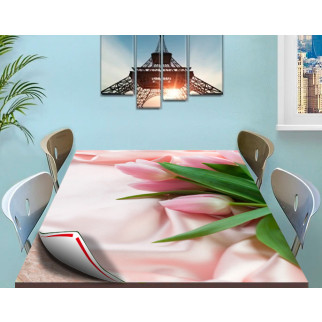 Покриття для столу, м'яке скло з фотопринтом, тюльпани рожеві 60 х 100 см (1,2 мм) - Інтернет-магазин спільних покупок ToGether
