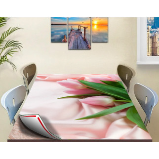 Покриття для столу, м'яке скло з фотопринтом, тюльпани рожеві 60 х 100 см (1,2 мм) 120, 60 - Інтернет-магазин спільних покупок ToGether